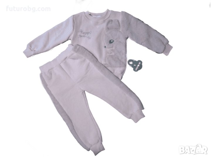 Пухкав розов комплект от две части със зайче, снимка 1