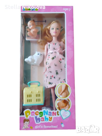 Играчка Бременна кукла с домашен любимец, снимка 1