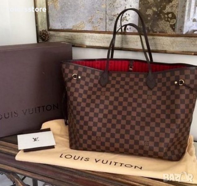 Луксозна чанта Louis VuittonNeverfull/каре- MG1560, снимка 1