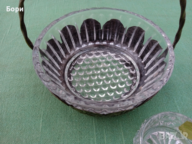 Стари стъклени купи кристал, снимка 7 - Чинии - 36264291