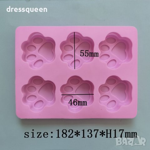 3782 Силиконов молд с 6 лапички-големи, снимка 12 - Форми - 38921980
