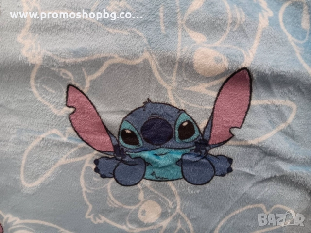 Плюшено одеало Стич, Lilo and Stitch 100х140 см + Възглавница Стич, снимка 3 - Олекотени завивки и одеяла - 50990688
