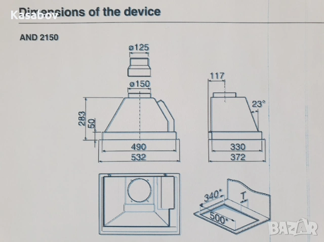 Miele DA2150 Аспиратор за Пълно Вграждане Абсорбатор Миеле, снимка 9 - Абсорбатори - 53061766