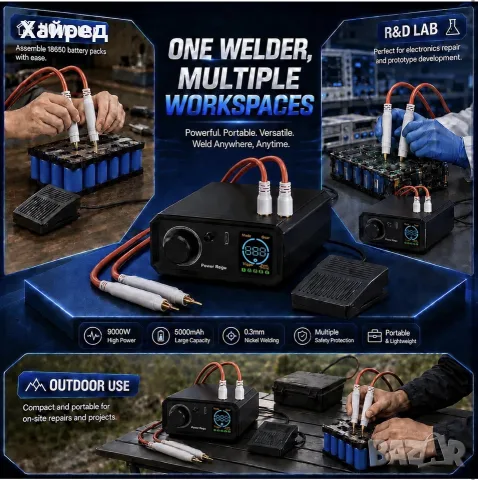 11500W AwithZ UK 1 Точкова заваръчна машина за батерии – Spot Welder, снимка 7 - Поялници и запояване - 56247056