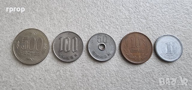 Монети. Япония. 1 ,10 ,50 ,100 и 500 йени . 5 бройки., снимка 2 - Нумизматика и бонистика - 41625000