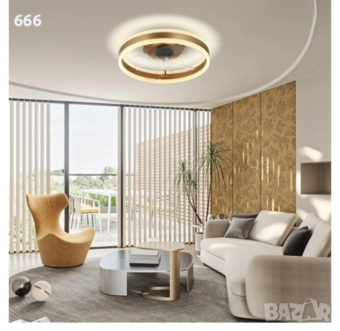 Таванен вентилатор с осветление, снимка 5 - Лампи за таван - 52929961