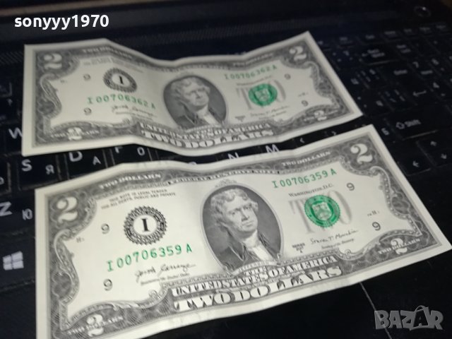 ДВЕ БАНКНОТИ ОТ 2 ДОЛАРА ЗА КОЛЕКЦИЯ 1808231853, снимка 2 - Колекции - 41897203