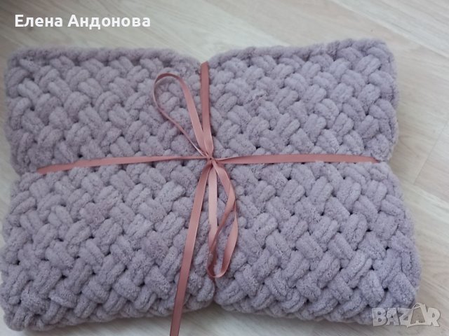 Меки плетени одеялца от прежда Ализе пуфи, снимка 15 - Спално бельо и завивки - 38389917