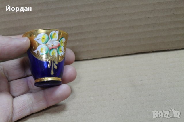 Стъклена чаша с позлата Бохемия , снимка 5 - Сервизи - 35713829