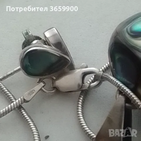 Дамско колие с камъни, сребърно,сърце, снимка 6 - Колиета, медальони, синджири - 42662476