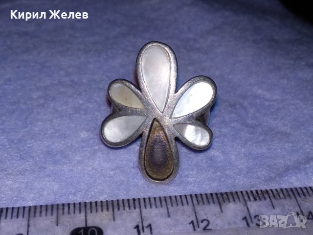ВЕЛИКОЛЕПЕН ФЛОРАЛЕН СЕДЕФЕН СРЕБЪРЕН ПРЪСТЕН ЦВЕТЕ СРЕБРО 925 ИНКРУСТИРАН с ПОЛИРАН СЕДЕФ 13771, снимка 14 - Пръстени - 41741462