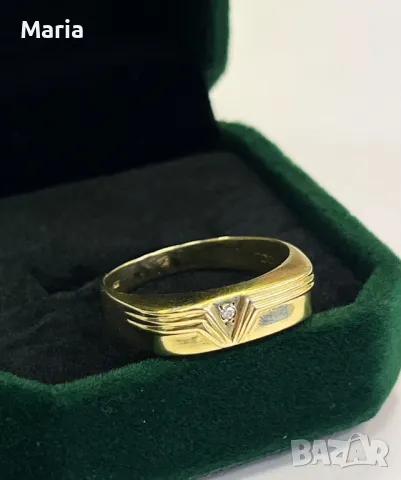 Пръстен жълто злато и брилянт Unisex, снимка 3 - Пръстени - 49970719