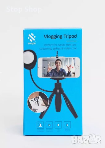 LED Трипод със стойка за телефон Vlogger с Thumbs UP Swipe Vlogging Tripod, снимка 2 - Селфи стикове, аксесоари - 41289076