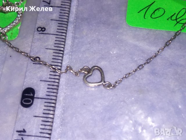 ФИНА СРЕБЪРНА СКЪПОЦЕННА ГРИВНИЧКА СРЕБРО 925 със СЪРЧИЦА и ФАСЕТИРАНИ ЦИРКОНИ 16888, снимка 12 - Гривни - 39379208