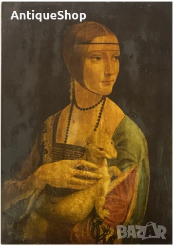 Картина, Леонардо, Винчи, Дама, хермелин, пано, стена 