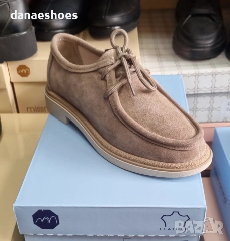 Дамски мокасини от естествен велур в цвят визон , снимка 2 - Дамски ежедневни обувки - 53837503