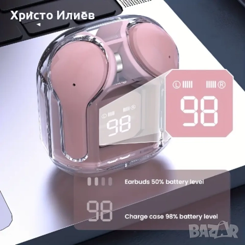 Безжични Bluetooth слушалки с кутия за зареждане LED дисплей вграден микрофон 4 цвята, снимка 9 - Безжични слушалки - 51577626