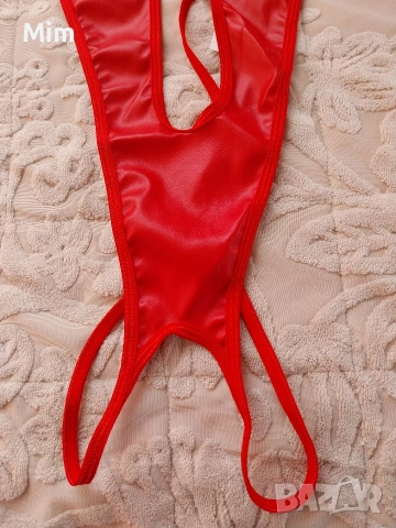 4XL Ярко червено, кожено,еротично боди , снимка 3 - Бельо - 53702157