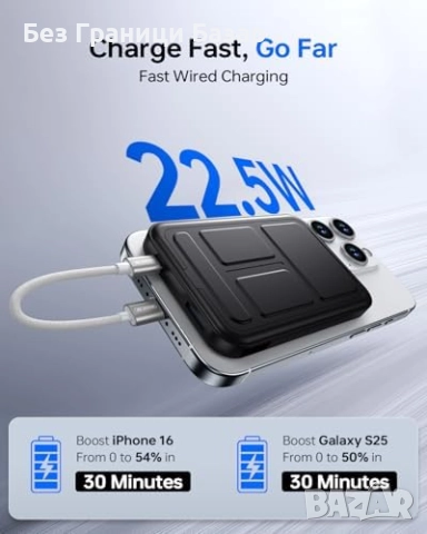 Ново Безжично бързо зарядно 10000mAh с LED дисплей и стойка Power Bank, снимка 4 - Външни батерии - 52123710