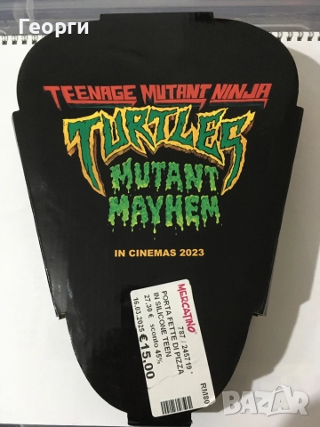 Ново! Teenage Mutant Ninja Turtles Mutant Mayhem TMNT Pizza Box - Кутия с подложки за пица от Италия