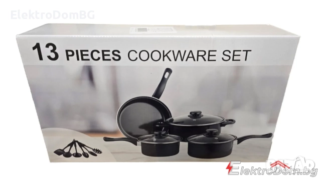 Черен комплект от 13 части с незалепващо покритие, снимка 1
