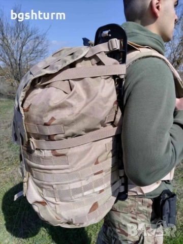Заглавие: Оригинална Военна Раница САЩ - MOLLE II Large Rucksack (3-Color Desert), снимка 6 - Раници - 53839495