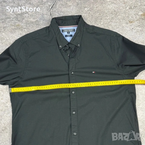 Оригинална риза Tommy Hilfiger Slim Fit Stretch - размер XL - Черна, снимка 5 - Ризи - 53302513