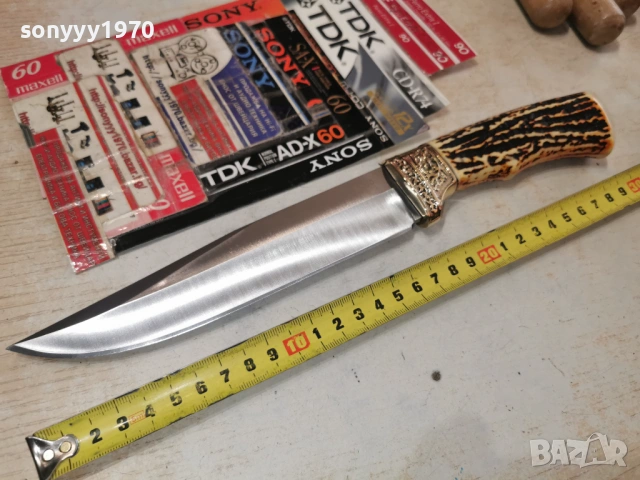 НОЖ-МАСИВЕН,ЗЛАТО И РОГ 2602261818