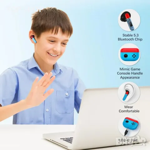 Awaiymi 2 пакета Сладки детски слушалки, Безжични водоустойчиви, 36 часа, снимка 2 - Безжични слушалки - 49731081