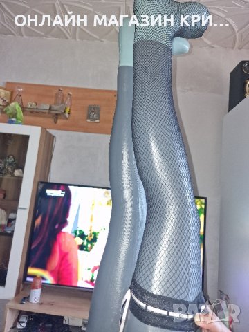 Чорапи 7/8 ситна мрежа с широка лента и сатенена лента H&M, снимка 4 - Дамски чорапи - 42023498