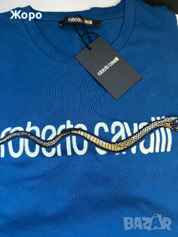 Оригинална Roberto Cavalli Синя Тениска – Snake Logo Design – Нова с Етикети и Торбичка – Luxury , снимка 15 - Тениски - 53507098