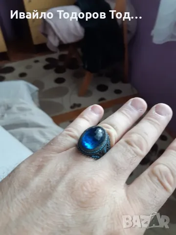 Бутиков сребърен пръстен ръчна изработка с голям аквамарин, снимка 8 - Пръстени - 48031132
