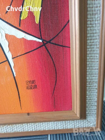 78х58см/голяма абстрактна картина масло върху платно/птица/дървена рамка, снимка 5 - Картини - 50896502