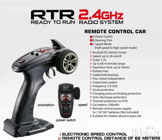 Hosim 1:16, 4WD кола с дистанционно 40+ км/ч с 2 батерии, радиоуправляем офроуд RC камион..., снимка 4 - Електрически играчки - 50649760