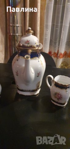 Красив баварски порцеланов чайник, захарница и латиера, снимка 8 - Сервизи - 44240656