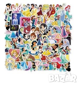 50 бр Принцеси самозалепващи лепенки стикери за украса декор картонена торта и др, снимка 2 - Други - 30384847