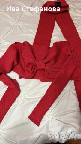 висока талия  Alice Evis от бранда Алисия нов спортно елегантен сет две части костюм червен комплект, снимка 2 - Костюми - 52516933