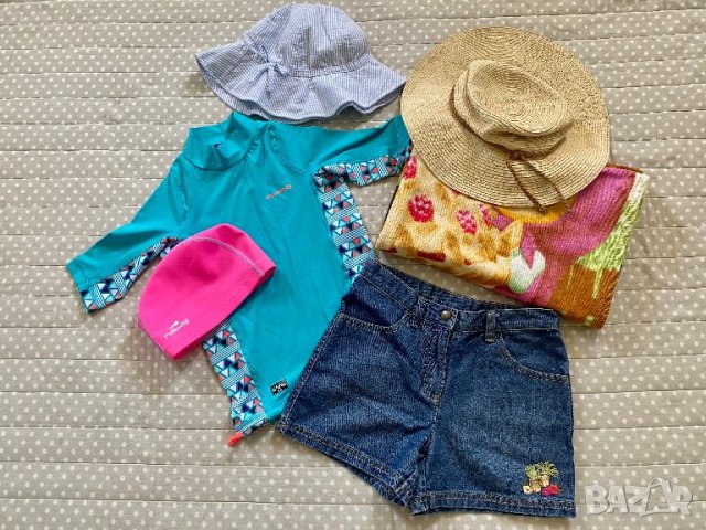 Дънкови панталонки и плажни аксесоари 7-8 г.
