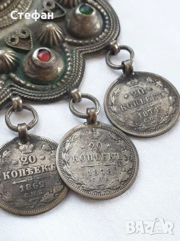 Стар сребърен накит с монети, снимка 4 - Антикварни и старинни предмети - 47860041