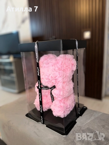 Подаръчно мече с вечни рози и елегантна панделка - идеално за празници, снимка 8 - Подаръци за жени - 52711961