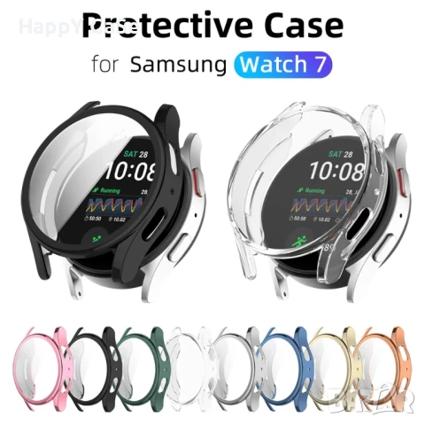 Samsung Galaxy Watch 8 / 7 / FE / Мек TPU силиконов кейс с протектор, снимка 2 - Смарт гривни - 46791166