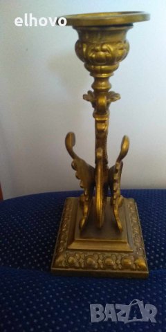 Месингов свещник във форма на дракон, снимка 3 - Антикварни и старинни предмети - 42366900