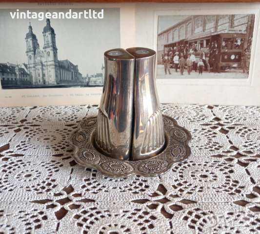 Посребрена солница сол/пипер/ чиния, снимка 2 - Антикварни и старинни предмети - 41002730