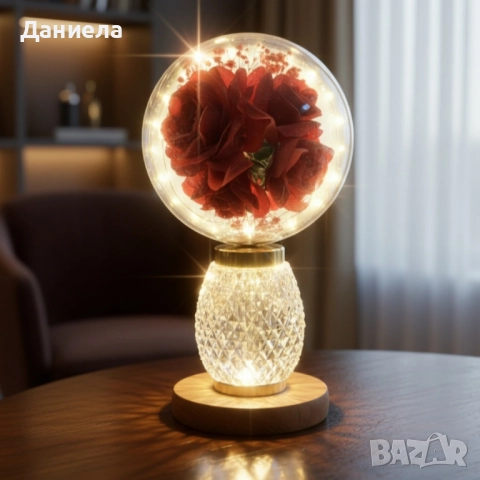 Декоративна лампа с червени рози и мека светлина 🌹