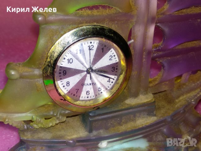 КРАСИВ ФИГУРАЛЕН НАСТОЛЕН КВАРЦОВ ЧАСОВНИК ВЕТРОХОД ПЛАТНОХОД КОРАБ За КОЛЕКЦИЯ ДЕКОР 42889, снимка 2 - Декорация за дома - 44314063