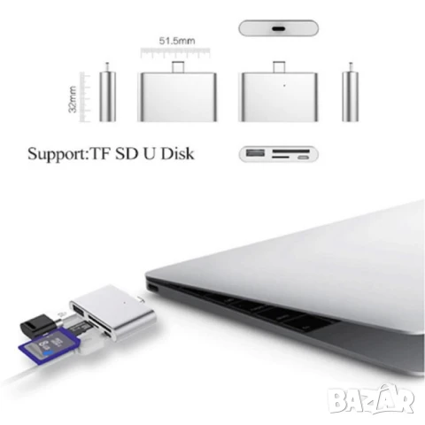 Мултифункционален адаптер и кардрийдър с фукнция за зареждане на телефони , снимка 4 - Друга електроника - 50579258