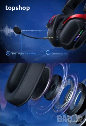 Безжични слушалки Captain 570 2.4GHz USB C Wireless Bluetooth 5.3, 60H, снимка 3 - Слушалки и портативни колонки - 50525254