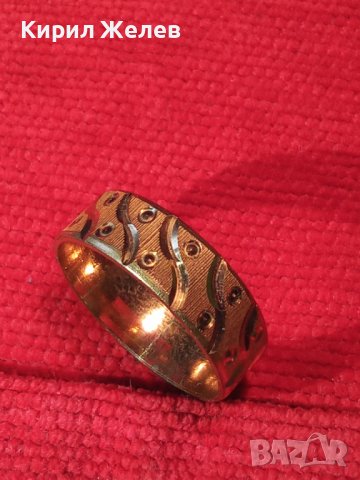 ВИНТИДЖ БРОНЗОВ ПОЗЛАТЕН ГРАВИРАН КРАСИВ РЕТРО СТИЛ ПРЪСТЕН ХАЛКА 70231, снимка 3 - Пръстени - 30285798