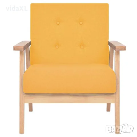 vidaXL Фотьойл, жълт, текстил（SKU: 244657）, снимка 2 - Дивани и мека мебел - 56145898