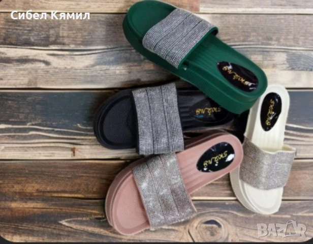 Изискани дамски плажни чехли със завладяващ блясък, снимка 1